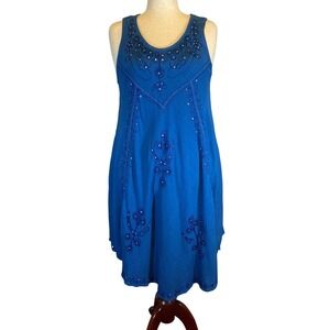 Tamsy Embroidered Fairy Dress Plus‎ size Blue